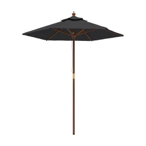 Delinra Parasol met houten paal 196×231 cm zwart Delinra Parasol met houten paal 196×231 cm zwart