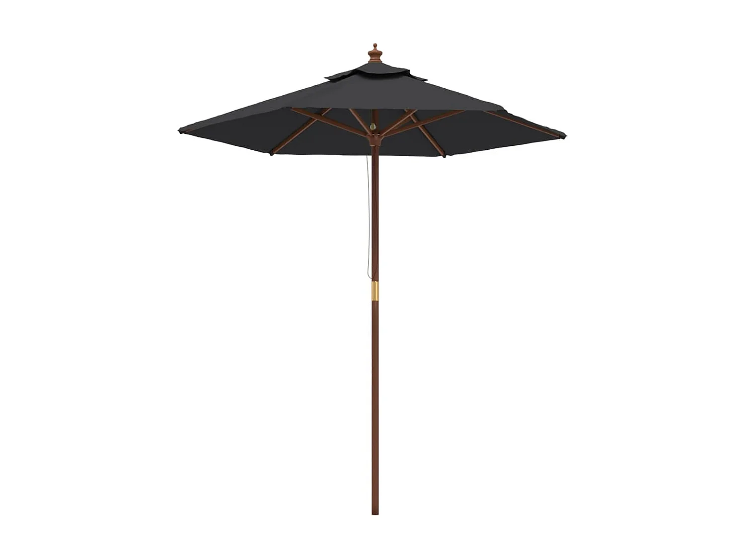 Delinra Parasol met houten paal 196x231 cm zwart