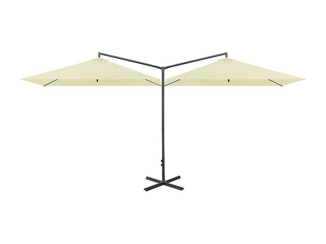 Clones Parasol dubbel met stalen paal 600x300 cm zandkleurig
