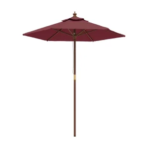 Delinra Parasol met houten paal 196×231 cm bordeauxrood Delinra Parasol met houten paal 196×231 cm bordeauxrood