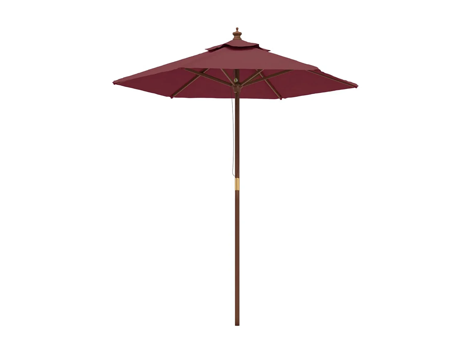 Delinra Parasol met houten paal 196x231 cm bordeauxrood