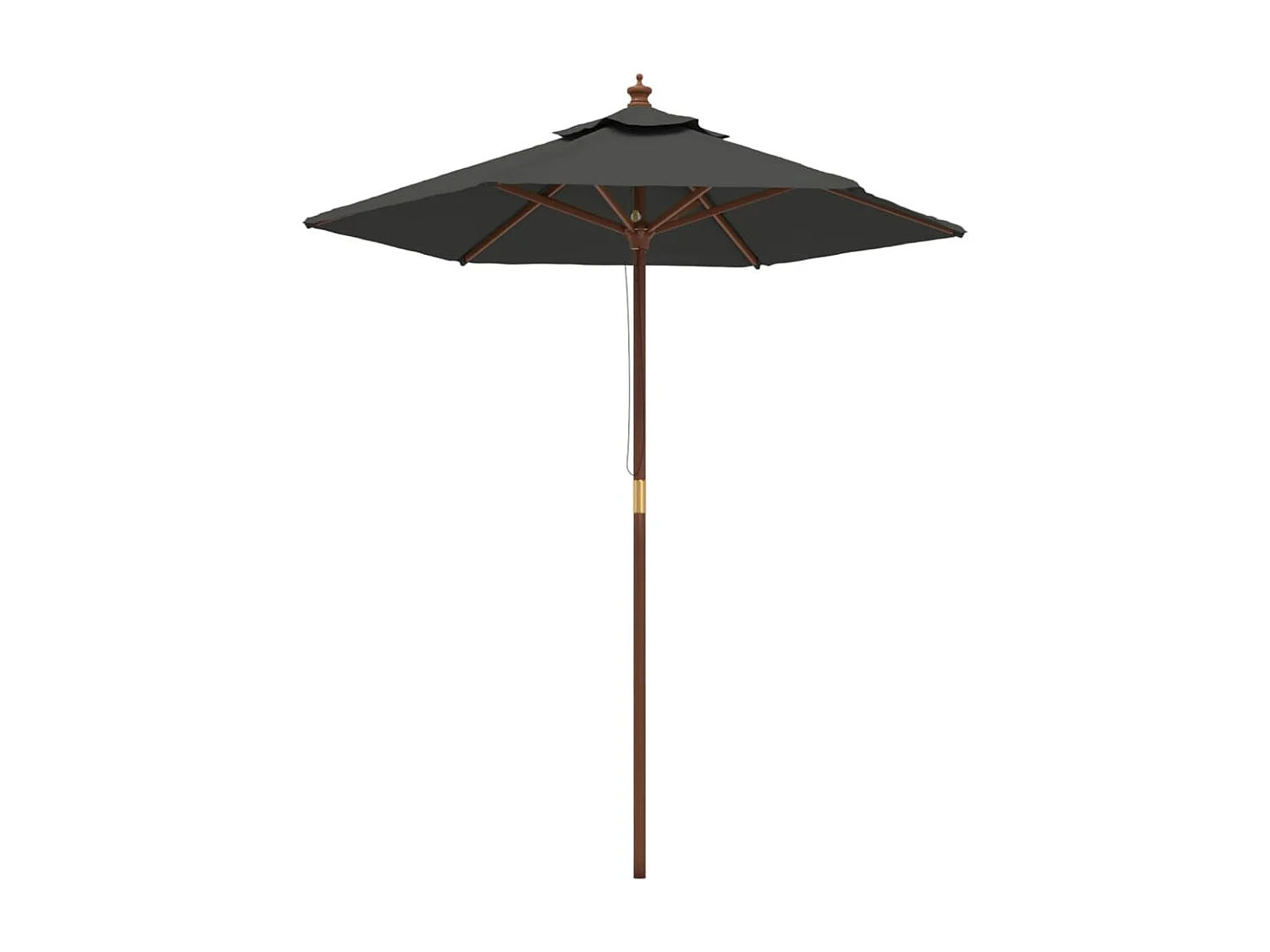 Delinra Parasol met houten paal 196x231 cm antracietkleurig