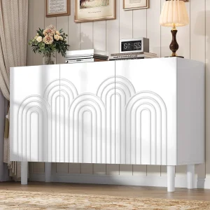 Buffet 120×38,5×79 cm – met 3 deuren – Verstelbare planken – MDF – Wit