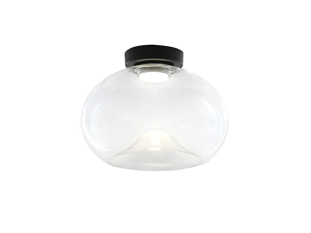 Brena - Ronde plafondlamp met geïntegreerde LED Fabas Luce - 19W dimbare LED wandlamp - Transparant concaaf