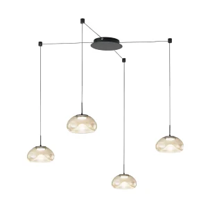 Brena – Cognac 4-lichts decentrale hanglamp – Fabas Luce – 40W dimbare LED – Decentrale montage
