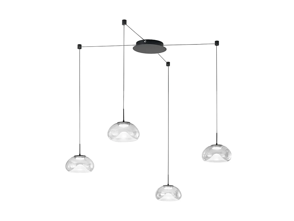 Brena - Heldere 4-lichts decentrale hanglamp - Fabas Luce - 40W dimbare LED - Decentrale montage