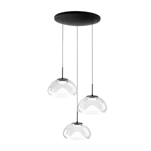 Brena – Fabas Luce 3-lichts ronde hanglamp – 30W dimbare LED – Transparante ronde plafondrozet d.35cm Brena – Fabas Luce 3-lichts ronde hanglamp – 30W dimbare LED – Transparante ronde plafondrozet d.35cm