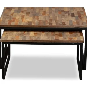 Bradel Tafeltjesset massief gerecycled teakhout 2-delig Bradel Tafeltjesset massief gerecycled teakhout 2-delig