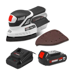 Draadloze driehoeksschuurmachine X-Performer 20V met 2Ah batterij en snellader 1H Draadloze driehoeksschuurmachine X-Performer 20V met 2Ah batterij en snellader 1H