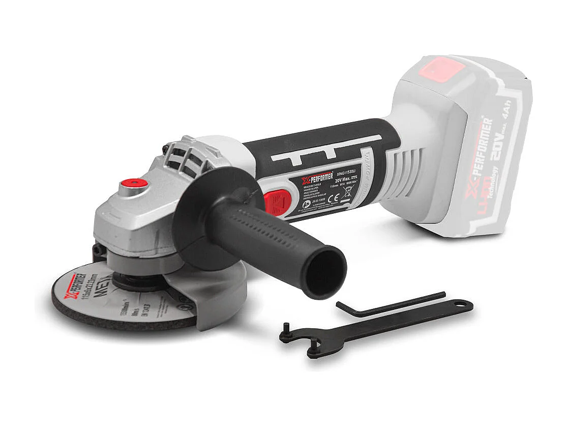 Draadloze haakse slijper 20V - 115 mm - met schijf - zonder batterij of lader - X-Performer