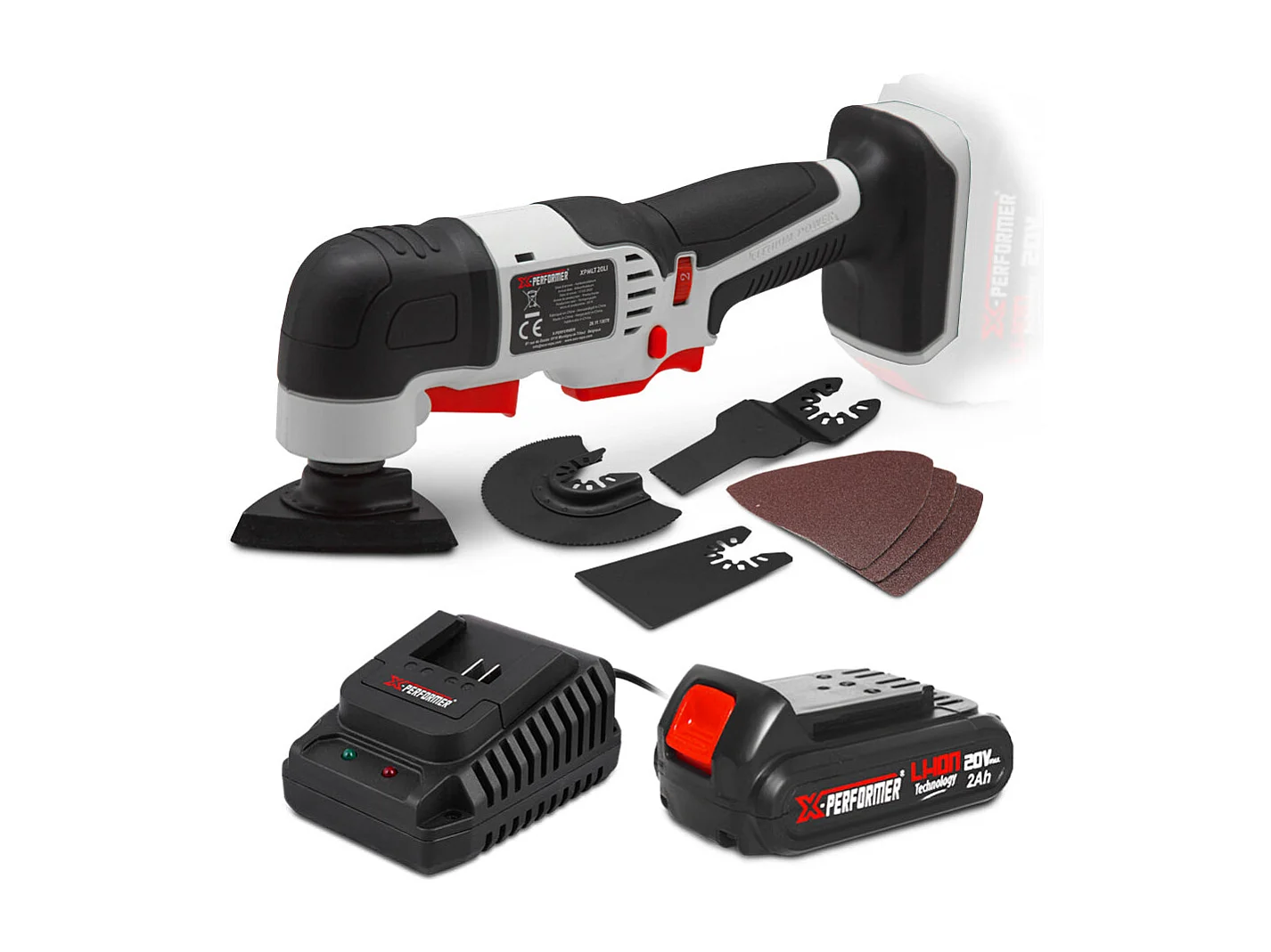 Draadloze multifunctionele tool 20V X-Performer met 2Ah batterij en 1H snellader