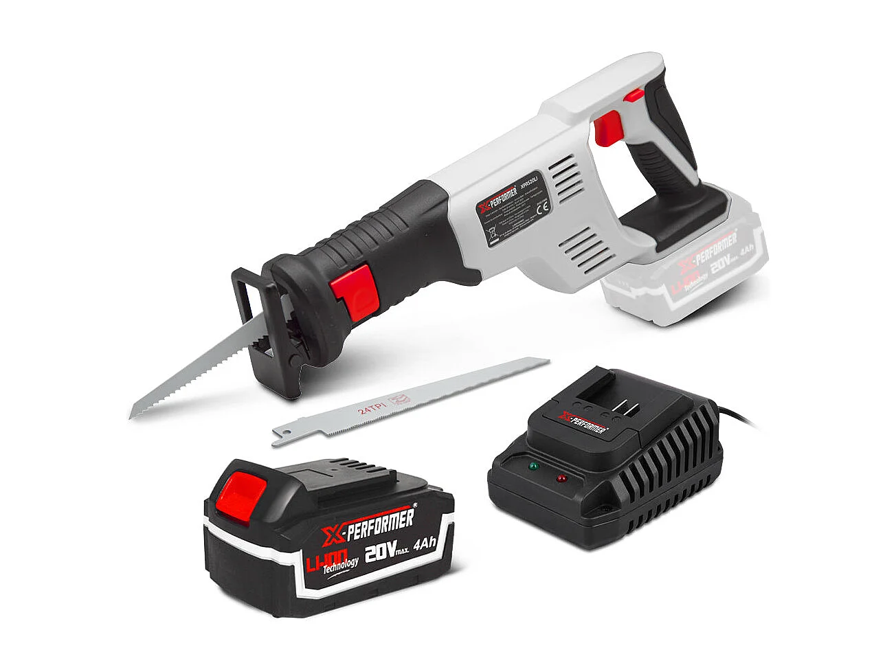 Draadloze reciprozaag X-Performer 20V met 4Ah batterij en snellader 2H