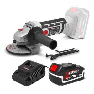 Draadloze haakse slijper 20V – 115 mm met 4Ah batterij en 2H snellader – X-Performer Draadloze haakse slijper 20V – 115 mm met 4Ah batterij en 2H snellader – X-Performer