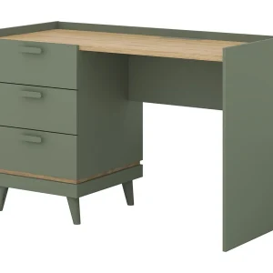 Bureau in Scandinavische stijl NOKI – 3 laden – Groen en hout – 120x80x50 cm