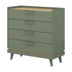 Commode NOKI – Groen en hout – 3 lades in Scandinavische stijl Commode NOKI – Groen en hout – 3 lades in Scandinavische stijl