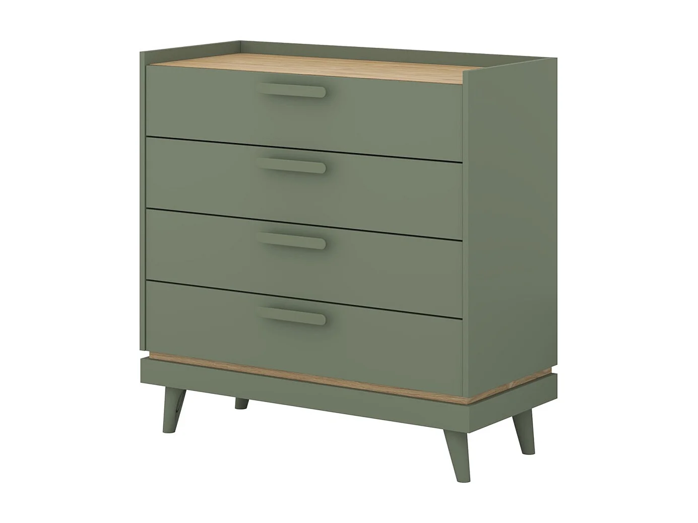 Commode NOKI – Groen en hout – 3 lades in Scandinavische stijl