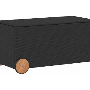 Dorian Tuinbox met wielen 190 L poly rattan zwart Dorian Tuinbox met wielen 190 L poly rattan zwart