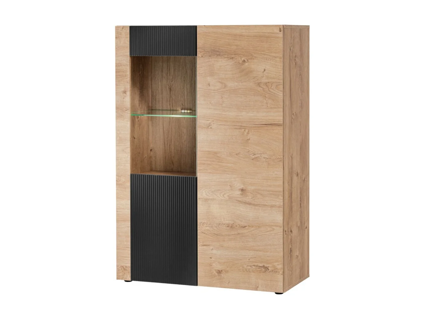 Buffet hoog DOUM – Licht eiken en zwart – L90 x H132 x D40 cm