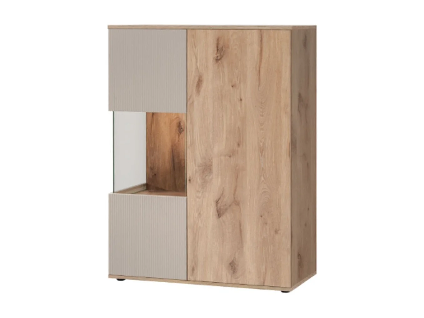 Buffetkast ERINA – 2 deuren – Licht eiken en Beige – 90 cm