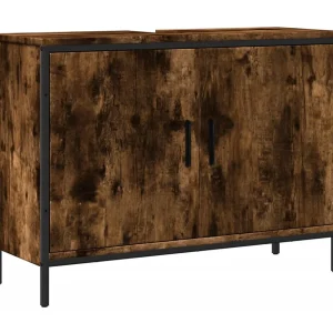 Damien-Louis Badkamerkast 80x30x60 cm bewerkt hout gerookt eikenkleurig Damien-Louis Badkamerkast 80x30x60 cm bewerkt hout gerookt eikenkleurig