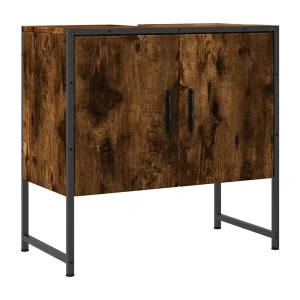 Dogus Badkamerkast 60x33x60 cm bewerkt hout gerookt eikenkleurig Dogus Badkamerkast 60x33x60 cm bewerkt hout gerookt eikenkleurig