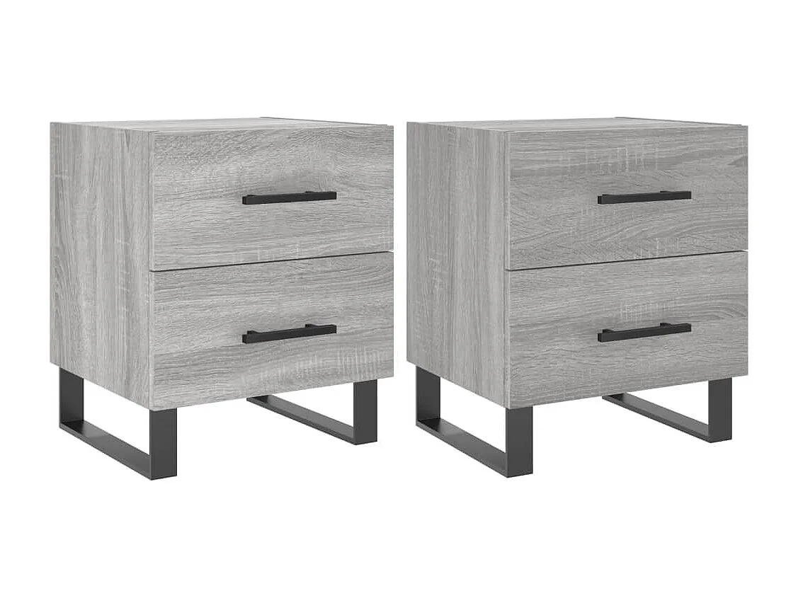 Cennet Nachtkastjes 2 st 40x35x47,5 cm bewerkt hout grijs sonoma eiken