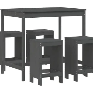 Claire-Julienne  5-delige Tuinbarset massief grenenhout grijs