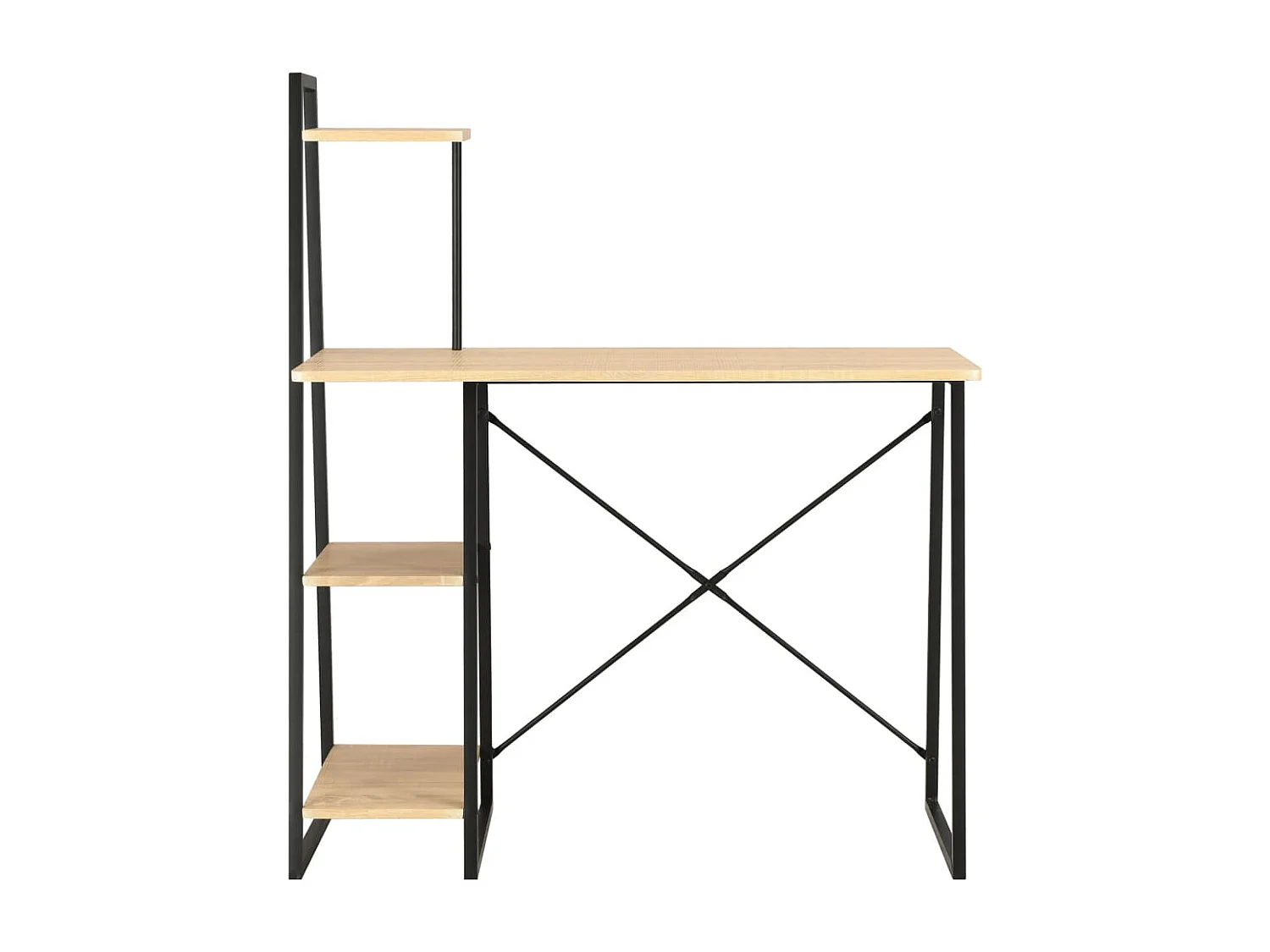 Brynsi Bureau met schappen 102x50x117 cm zwart en eikenkleurig