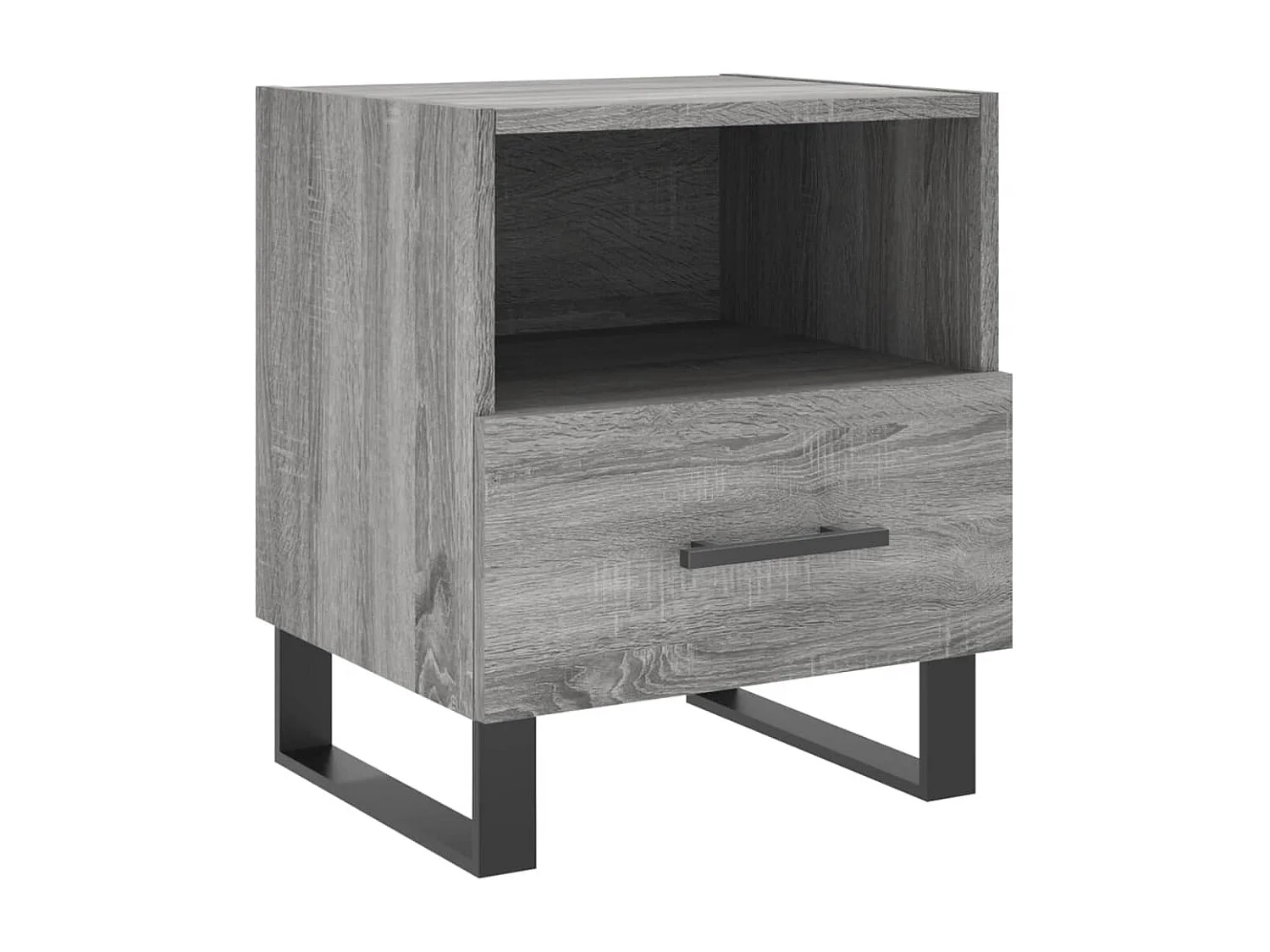 Bruni Nachtkastje 40x35x47,5 cm bewerkt hout grijs sonoma eikenkleur