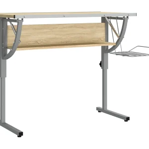 Cabazon Tekentafel 110x53x(58-87) cm bewerkt hout en staal eiken/grijs Cabazon Tekentafel 110x53x(58-87) cm bewerkt hout en staal eiken/grijs