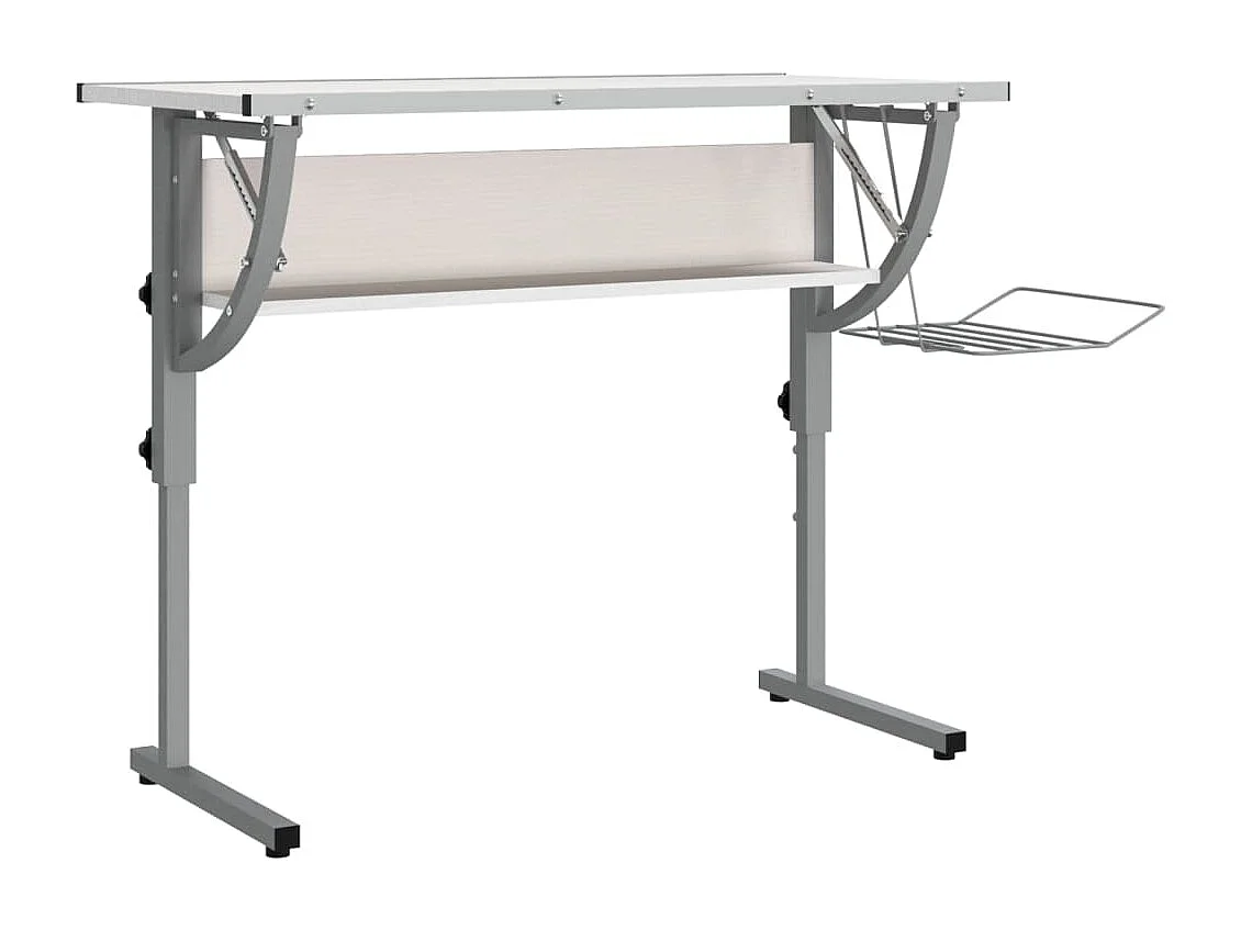 Cabazon Tekentafel 110x53x(58-87) cm bewerkt hout en staal wit/grijs
