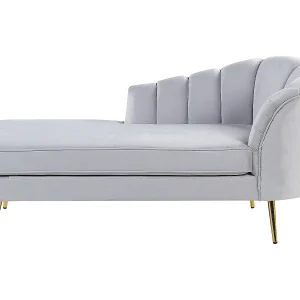 Chaise longue rechtszijdig fluweel grijs ALLIER Chaise longue rechtszijdig fluweel grijs ALLIER