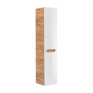 Colomkast badkamer ERBANO – Licht eiken en glanzend wit – 35×68 cm – 2 deuren – Om op te hangen Colomkast badkamer ERBANO – Licht eiken en glanzend wit – 35×68 cm – 2 deuren – Om op te hangen