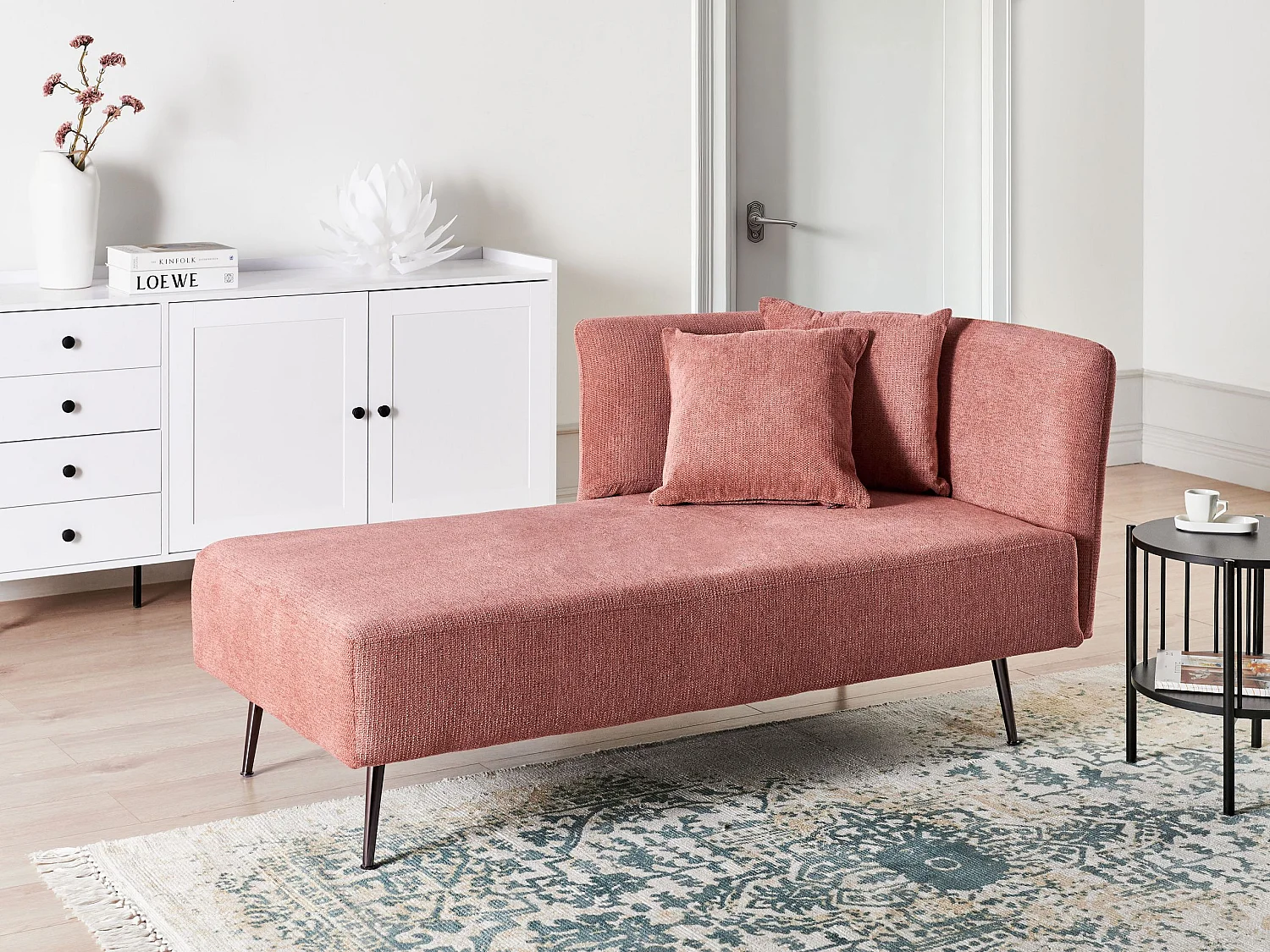 Chaise longue stof rood rechtszijdig RIOM