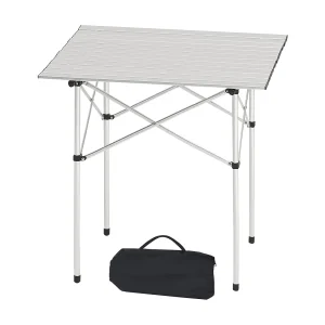 Campingtafel SucceBuy Opvouwbaar en Oprolbaar 70×70 cm, Draagbaar Bijzettafeltje met Draagtas, van Aluminium, voor Buitenkeuken Campingtafel SucceBuy Opvouwbaar en Oprolbaar 70×70 cm, Draagbaar Bijzettafeltje met Draagtas, van Aluminium, voor Buitenkeuken