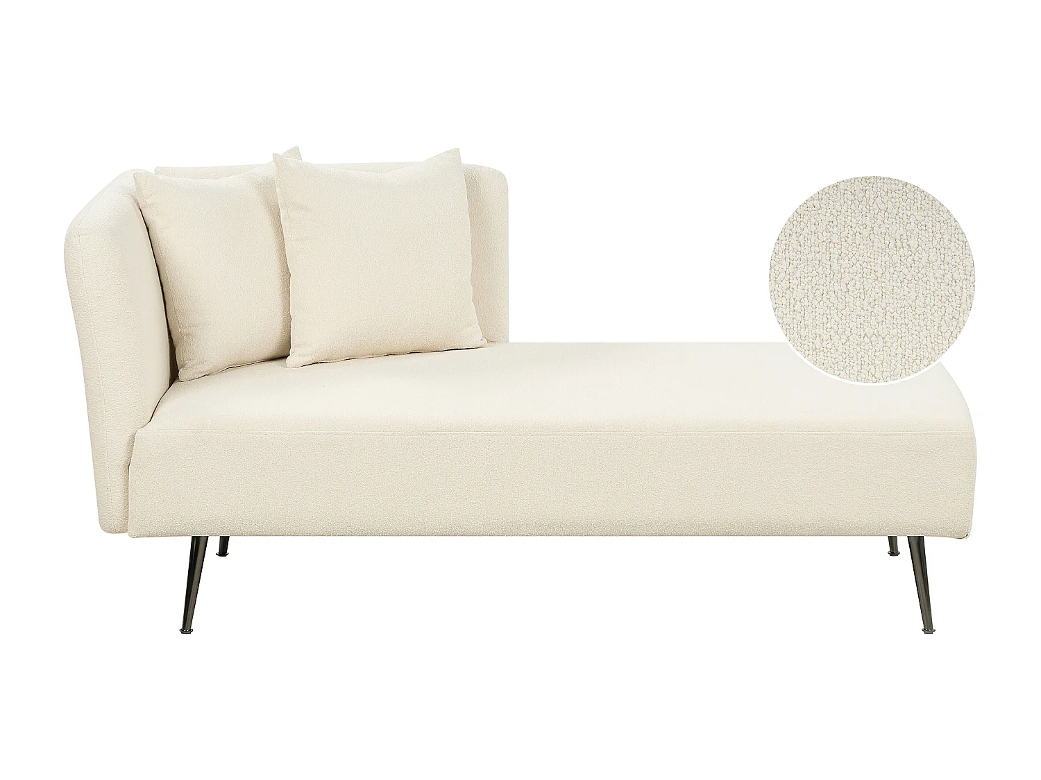 Chaise longue bouclé wit linkszijdig RIOM