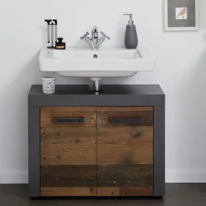 Cali walnoot en antraciet melamine 2-deurs onderkast Cali walnoot en antraciet melamine 2-deurs onderkast