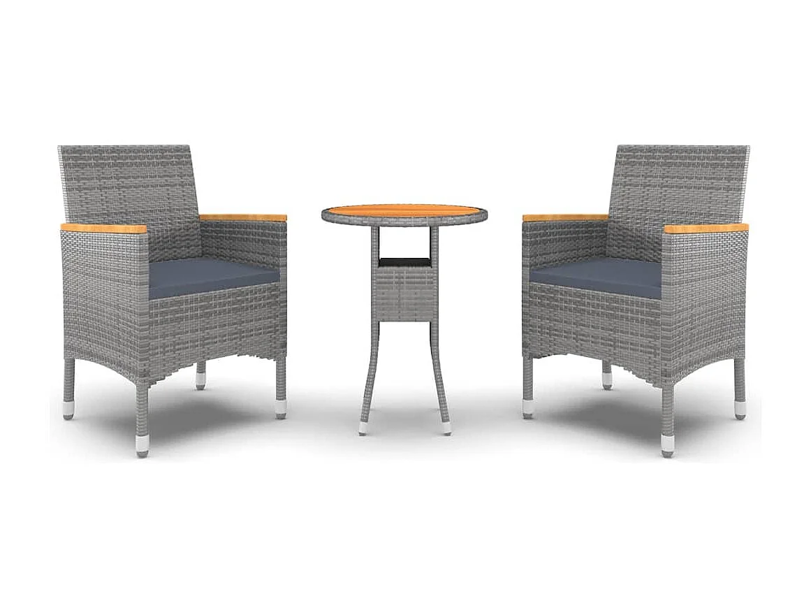Castle Hills 3-delige Tuinset poly rattan grijs