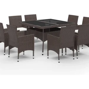 Deerlijk 9-delige Tuinset poly rattan en glas bruin Deerlijk 9-delige Tuinset poly rattan en glas bruin