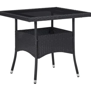 Deerlijk  3-delige Tuinset poly rattan en glas zwart