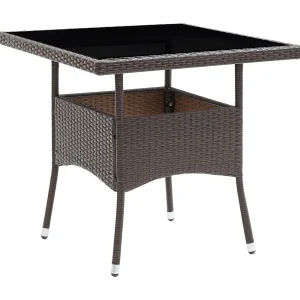 Deerlijk  3-delige Tuinset poly rattan en glas bruin