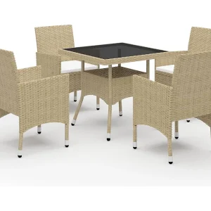 Deerlijk 5-delige Tuinset poly rattan en glas beige Deerlijk 5-delige Tuinset poly rattan en glas beige