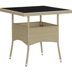 Deerlijk  3-delige Tuinset poly rattan en glas beige