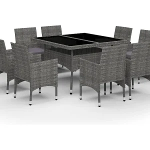 Deerlijk 9-delige Tuinset poly rattan en glas grijs Deerlijk 9-delige Tuinset poly rattan en glas grijs