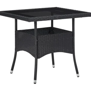 Deerlijk 5-delige Tuinset poly rattan en glas zwart Deerlijk 5-delige Tuinset poly rattan en glas zwart