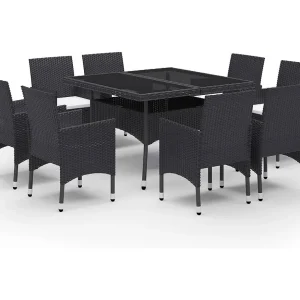 Deerlijk 9-delige Tuinset poly rattan en glas zwart Deerlijk 9-delige Tuinset poly rattan en glas zwart