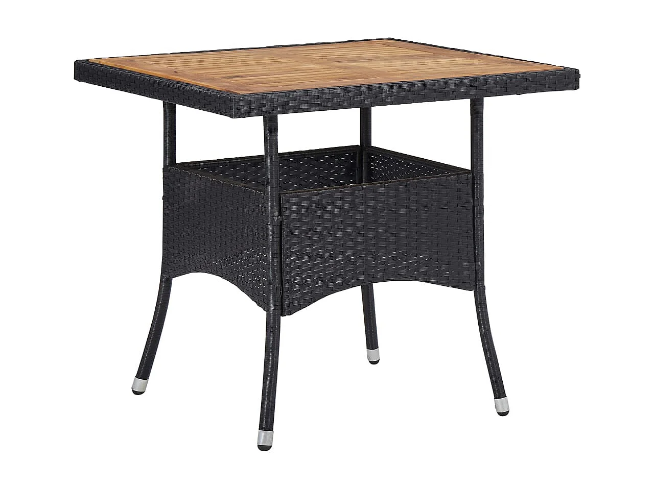 Deerlijk 5-delige Tuinset poly rattan en acaciahout zwart