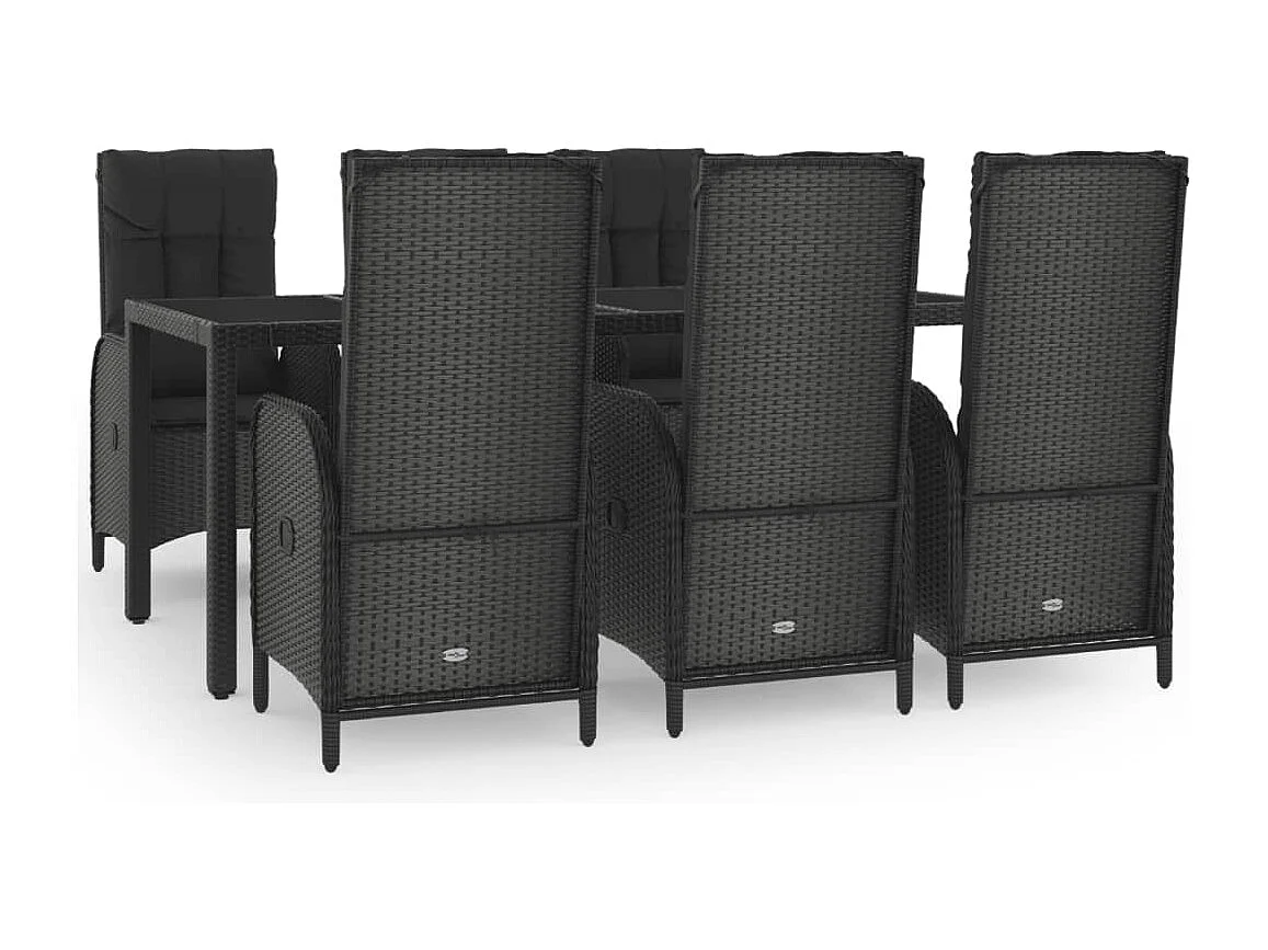 Cisternino 7-delige Tuinset met kussens poly rattan zwart en grijs