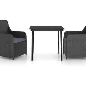 Cosima 3-delige Tuinset met kussens zwart Cosima 3-delige Tuinset met kussens zwart