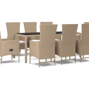 Briena 9-delige Tuinset met kussens poly rattan beige Briena 9-delige Tuinset met kussens poly rattan beige